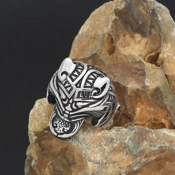 Muži 316L nerezovej ocele severanov Viking odin je vlk rune vantage krúžok s darčeková taška