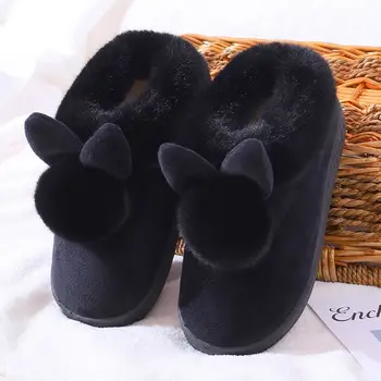 Ženy papuče ležérne topánky žena 2021 semiš vnútorné zimné papuče dámske topánky roztomilý králik uši zimné topánky, papuče domov