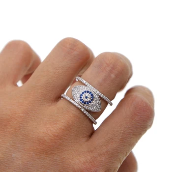 1PC Módne elegantnom striebornom Krúžku turecký Vintage Drahokamu Zlým Okom Polovice Prst Spoločné Prstene Pre Ženy Boho Šperky Anel