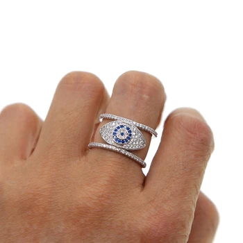 1PC Módne elegantnom striebornom Krúžku turecký Vintage Drahokamu Zlým Okom Polovice Prst Spoločné Prstene Pre Ženy Boho Šperky Anel