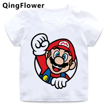 Mario Mario Bros tričko t-shirt t shirt dievčatá deti cartoon lete grafickej Anime oblečenie