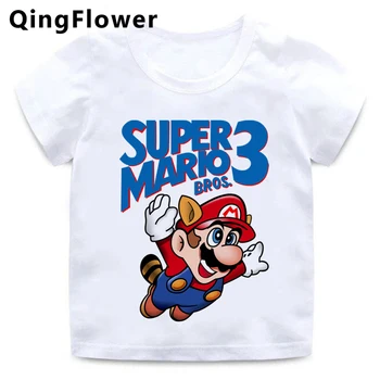 Mario Mario Bros tričko t-shirt t shirt dievčatá deti cartoon lete grafickej Anime oblečenie