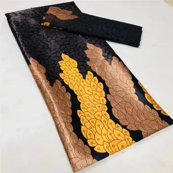 Čierna a červená Satin Organza textílie mäkké, hodvábne tkaniny afriky materiál ankara výtlačky vysokej kvality pre šaty 6 metrov ! L120702