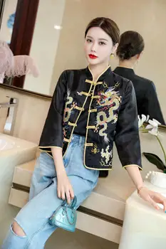 2020 Čínsky drak výšivky Yokosua ženy, krátka bunda, kabát