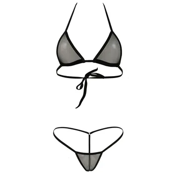 Transparentné Vidieť Cez Mini Micro Bikini Bathingsuit Žien Extrémne Horúci Sexy Erotické spodné Prádlo, spodná Bielizeň Nastaviť Odev Kostýmy