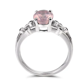 Leige Šperky Prírodný Ružový Kremeň Prsteň Zásnubný Prsteň Ružová Drahokam Elipsovitý Rez Drahokam 925 Sterling Silver Ring Darčeky pre Ženy