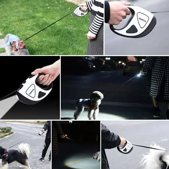 Pes na Vodítku Automaticky Sklápateľné LED Svieti Strečing Nylon Psom na Vodítku Dlho Psa Ruke Drží Lano Pre Šteňa Stredne Veľké Psy