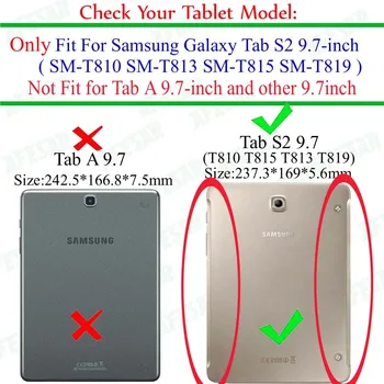 Kartu S2 9.7 Tablet SM-T810 T815 T813 T819 kryt Prípade 360 Rotujúce Stáť Auto Wake/Spánok pre samsung galaxy tab s2 9.7 kryt prípade