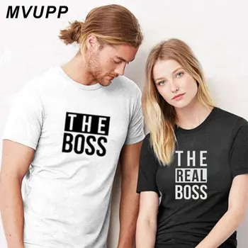 Skutočný Šéf kiss biela pár tričko pre manželka a manžel muži ženy oblečenie vtipné tričko vegánska ulzzang harajuku valentine milovníkov