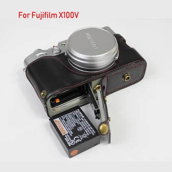 Prenosné PU Kožené puzdro Polovicu tela Kryt Pre Fujifilm FUJI X100F X100V brašna ochranný plášť S Batériou Otvorenie