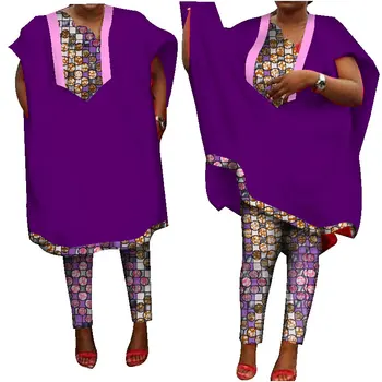BRW Tradičné Africké Oblečenie pre Ženy Nohavice Vyhovovali Africkej Tlače Rúcha Krátky Rukáv Dashiki Rúcha 6XL Afriky Oblečenie WY1005