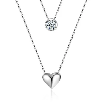 Mincový Striebro-Šperky, Módne Viacvrstvových Reťazca Náhrdelník Svadobné Láska Srdce Kamienkami Choker Náhrdelníky Pre Ženy N020