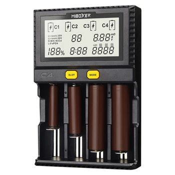 MiBoxer C4 Nabíjačka ligent Ni-MH Lítiové Batérie, Nabíjačky s výpusťou Test Kapacita AA AAA 18650
