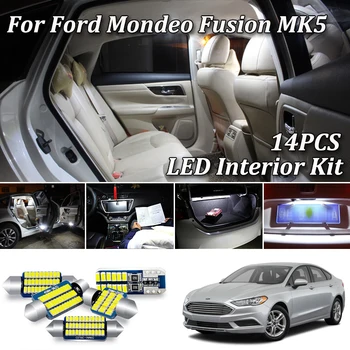 14Pcs Žiadna Chyba Biela, Canbus Pre Ford Fusion Mondeo 4 Mk5 Mk V, Interiérové LED Mapu Dome Light + špz na Čítanie Súprava (2013-2020)