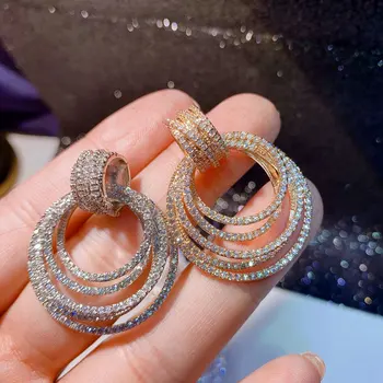 SINZRY nové cubic zirconia multi-layer kruhu shinning nádherný náhrdelník prívesok náušnice šperky sady pre ženy
