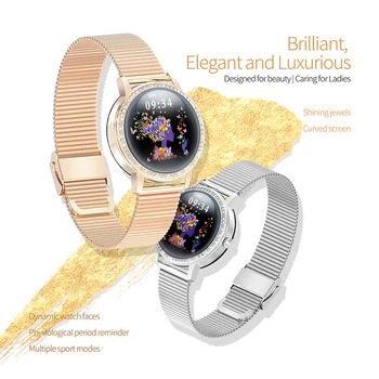 Diamant-studded Smart Hodinky 2020 Pre Ženy Krásne LW20 Smartwatch vodotesný IP68 Fitness náramok Srdcovej frekvencie Ocele Športové Hodinky