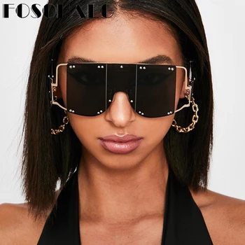 2020 Nadrozmerné Námestie Slnečné Okuliare Ženy, Luxusné Značky Dizajnér Slnečné Okuliare Mužov Gradient Módne Steampunk Slnečné Okuliare Rihanna Štýl