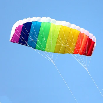 Doprava zadarmo dvojriadkový veľké Parafoil lietajúci draci rainbow stunt kite s line ripstop nylon kitesurf weifang factory