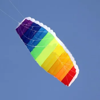 Doprava zadarmo dvojriadkový veľké Parafoil lietajúci draci rainbow stunt kite s line ripstop nylon kitesurf weifang factory