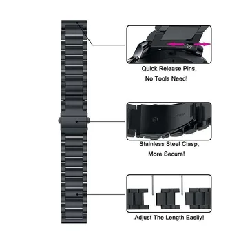 Pre Samsung galaxy sledujte 3 45mm 41mm Popruh Aktívny 2 Nehrdzavejúcej Ocele Kapela Kovový Náramok Watchband S Nástrojom Rýchlo logistika