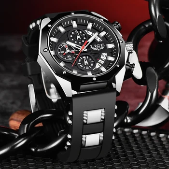 2020 LIGE Sport Chronograf pánske Hodinky Kožený pás Náramkové hodinky Veľké Dial Quartz Hodinky s Svetelné Ukazovatele Relogio Masculino