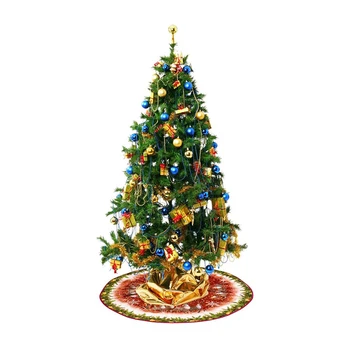 Nový Vianočný Stromček Sukne Textílie Elk Tlač Vianočný Stromček Nohy Kryt Koberec Mat Pre Domáce Nový Rok Vianočné Dekorácie