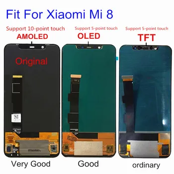 AMOLED OLED TFT 3 Model Pre Xiao Mi 8 Mi8 LCD Displej Dotykový Displej Digitalizátorom. LCD Montáž Pre Xiao Mi8 lcd Digitalizátorom. 6.2