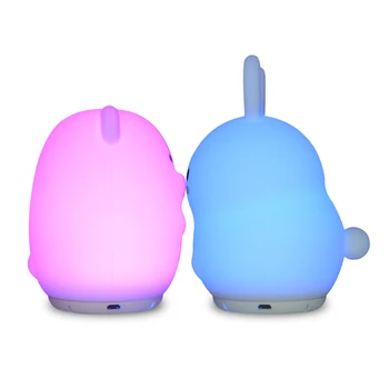 Medveď Zajaca Hudby Lampa Bezdrôtové Bluetooth Reproduktor Prehrávač USB Nabíjateľné Silikónové Bunny RGB LED Nočné Svetlo pre Deti Baby