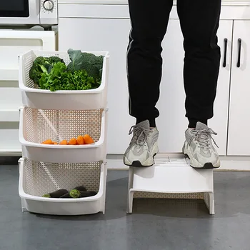 Kuchyňa Úložný Kôš Plastový Multi-funkčné Duté Dizajn Zelenina Ovocie Regály Stohovateľné Organizátor Hogard
