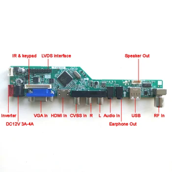 Pre LTN154X3-L04/L05 LCD displej 1CCFL 30Pin LVDS T. V56 radič board VGA, AV, USB, Diaľkové+Invertor+klávesnica DIY kit