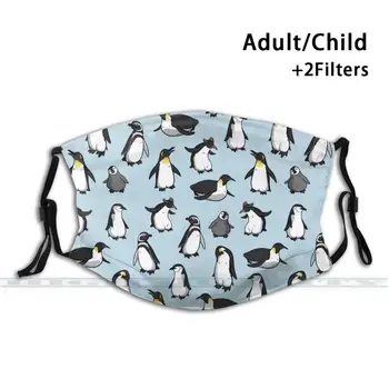 Roztomilý Tučniak Vzor Módy Tlače Opakovane Zábavné Pm2.5 Filtra Úst Tvár Masku Roztomilý Zvierat Penguin Láska Rodina