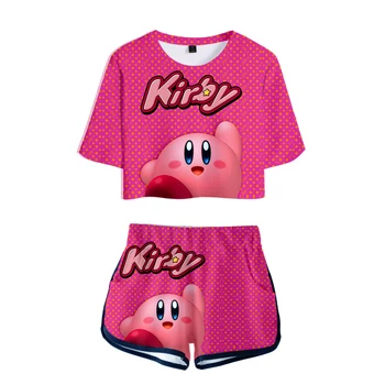 Vystavené Pupok T-tričko + Krátke Nohavice Letné Kirby dámske dvojdielne Topy Bežné Horúce Žien Dievča Sady 2020 Populárne, Nový Pulóver