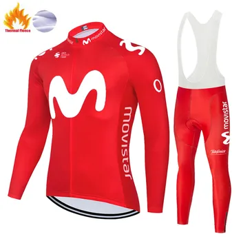 2020 tímu movistar ropa bicicleta hombre zimné thermal fleece cyklistiku cyklistické nohavice 9D cyklistické oblečenie mužov