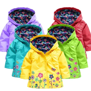 Dieťa Kvetinové Dievčatá Na Jar Jeseň Bunda, Kabát Vrchné Oblečenie Detí Deti Windbreaker Hoody Batoľa Oblečenie, Pršiplášť Bebes Outwear