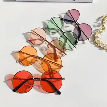 Retro Okrúhle slnečné Okuliare pre Deti Značky Dizajnér Kovové slnečné Okuliare Multicolor Transparentné Tichom Šošovky Okuliare UV400