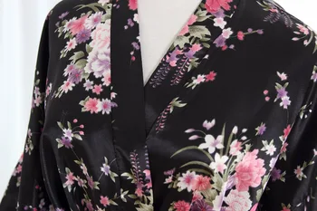 2018 Ženy, Saténové Krátke Nightgown Sakura Kvetinový Kimono Šaty, Župan Kvetinový Pyžamo Svadba Nevesta Bridesmaid, Sexy Šaty Šaty