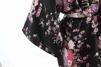 2018 Ženy, Saténové Krátke Nightgown Sakura Kvetinový Kimono Šaty, Župan Kvetinový Pyžamo Svadba Nevesta Bridesmaid, Sexy Šaty Šaty