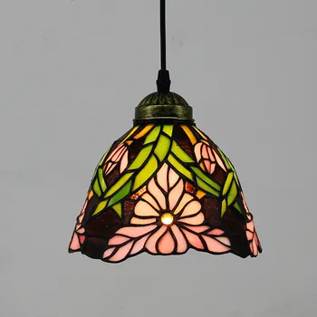 Moderná Severská Jednej Mozaiky Prívesok Svetlá Vitráže Kvet Tienidlo Hanglamp Spálne, Obývacia Izba E27 Žiarovka Osvetlenia
