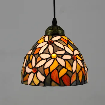 Moderná Severská Jednej Mozaiky Prívesok Svetlá Vitráže Kvet Tienidlo Hanglamp Spálne, Obývacia Izba E27 Žiarovka Osvetlenia