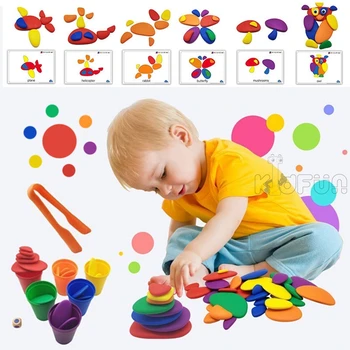 69PCS Montessori Rainbow Kamienky Jenga Vzdelávacie Hračky Plastové Kamienky Naukladaných Kameňov Stohovanie Hra Montessori Hračka Pre Deti,