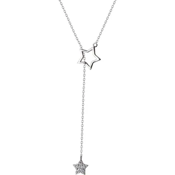 HF JEL 925 Sterling Silver Duté Star Prívesok Náhrdelníky pre Ženy Plné Drahokamu Star Vyhlásenie Náhrdelníky Vianočné Darčeky