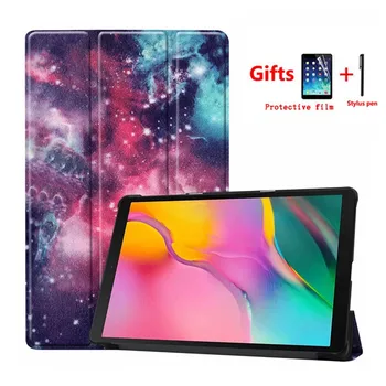 Ultra Tenké púzdro pre Samsung Galaxy Tab 10.1 2019 SM-T510 SM-T515 T510 T515 Smart Folio PU Kožené Stojan Tabletu Kryt+Fólia+Pero