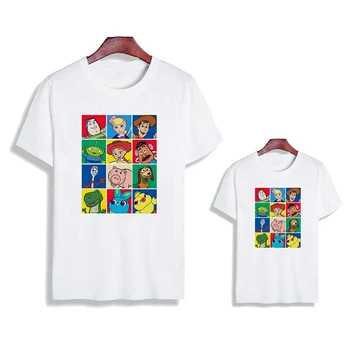 Harajuku Ženy Muži Famliy Vzhľad Tričko Tees Voľné Bežné Tričko Bratia a Sestry, Deti Toy Story Tlač Biela T-shirts