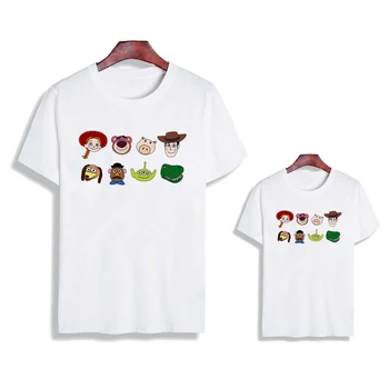 Harajuku Ženy Muži Famliy Vzhľad Tričko Tees Voľné Bežné Tričko Bratia a Sestry, Deti Toy Story Tlač Biela T-shirts