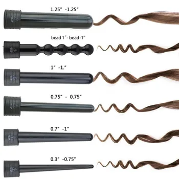Profesionálne 9-32 6 V 1 kulma na Vlasy Curler 0.35, aby 1.25 Palcový Keramické Styling Nástroje Vlasy Salon Výmenné 20#824