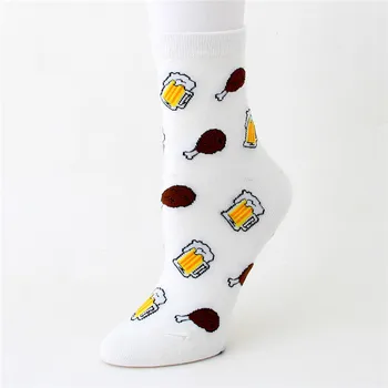 Nový Príchod dámske ponožky teplé 5pairs/veľa jar, jeseň-zima roztomilý bavlna cartoon ponožky dámy a ženy zábavné jedlo pivo ponožky