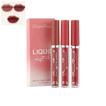 3 Sady Lip Glaze Matný Zamatový Rúž Dlhotrvajúcu Krásu Tekutý Make-Up Lesk na Pery pre Ženy