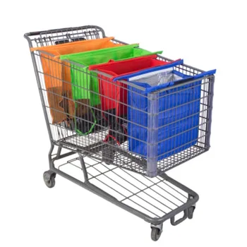 4Pcs/Set Nákupné Tašky Zahustiť Vozík Vozík Supermarket Prenosný Skladací Opakovane Obchod s potravinami Kabelka Obchod Shopper