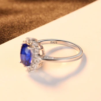 Luxusné Značky Blue Crystal Zirkón Snubné Prstene pre Ženy 925 Sterling Silver Módne Šperky Krúžok