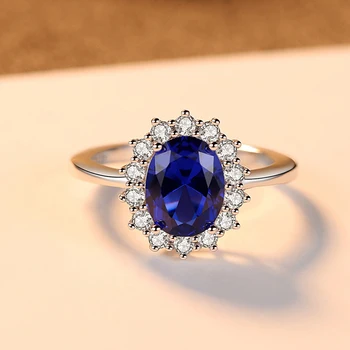 Luxusné Značky Blue Crystal Zirkón Snubné Prstene pre Ženy 925 Sterling Silver Módne Šperky Krúžok